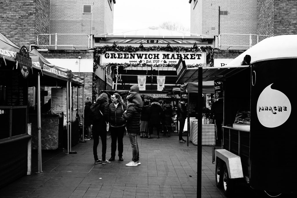 Fotografia dell'ingresso del Greenwich Market a Londra.