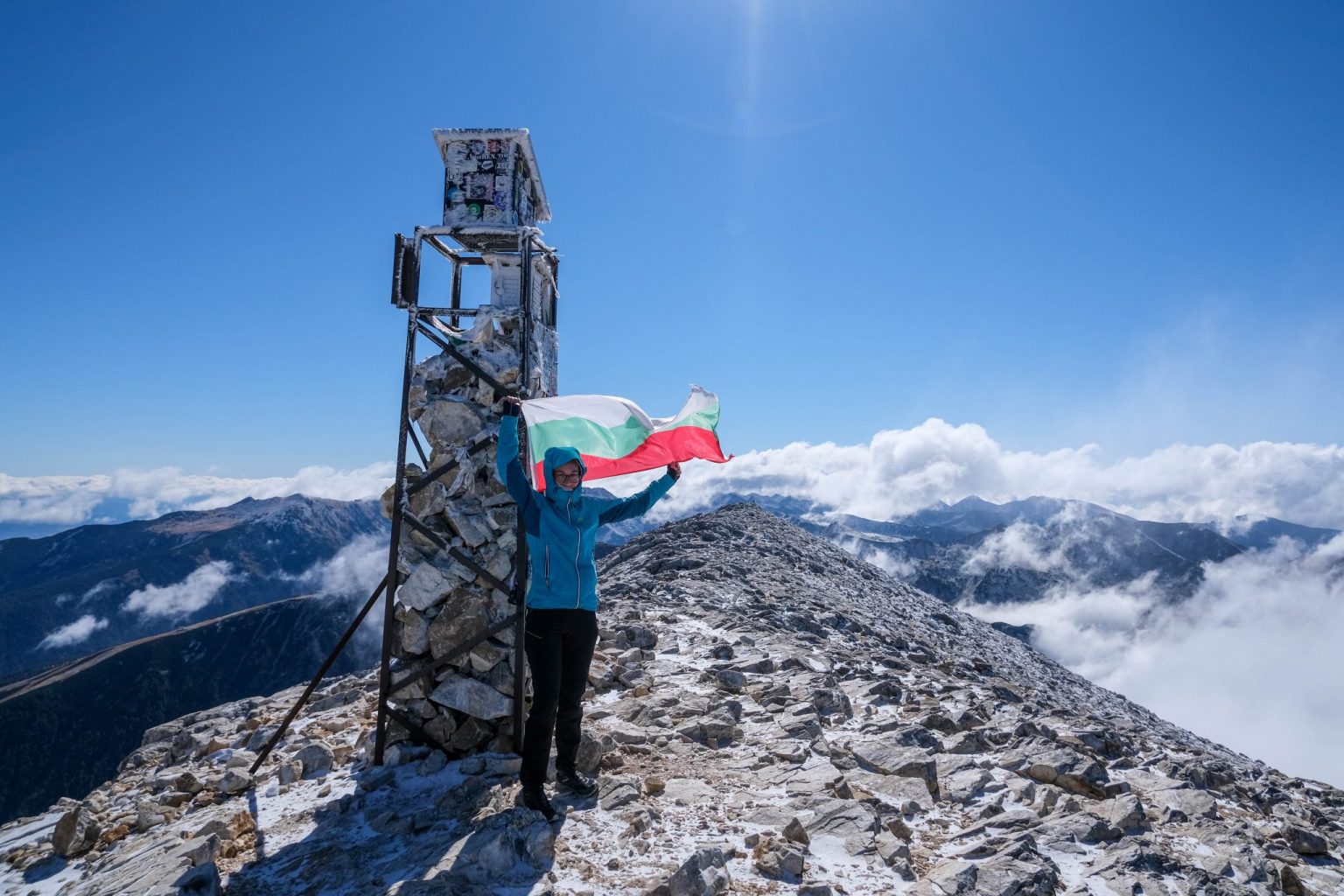 Foto della cima del Monte Vihren, Bulgaria.
