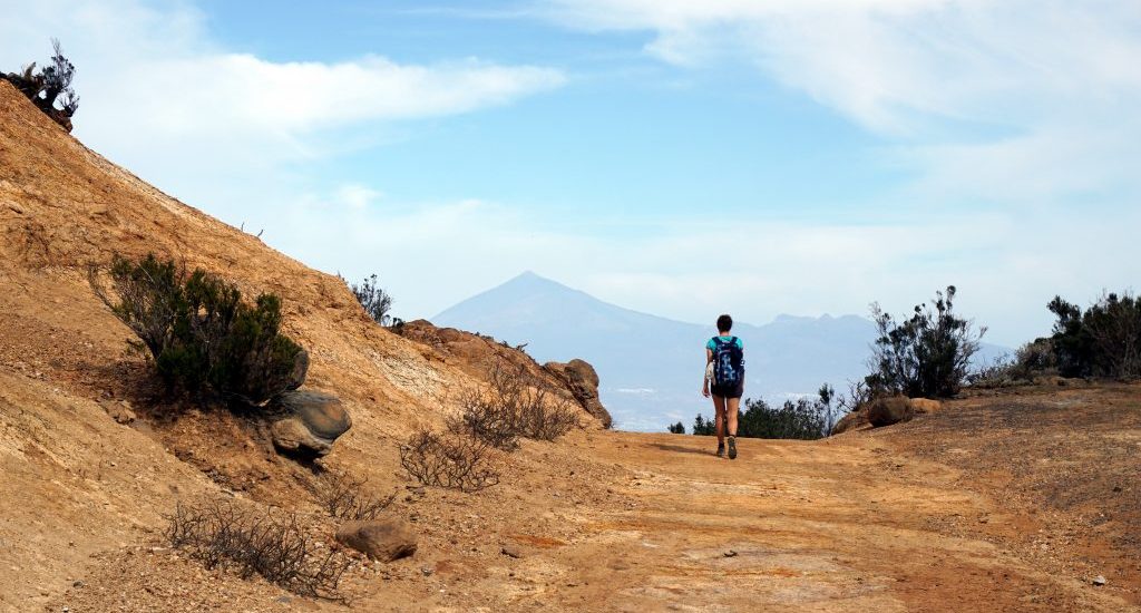 Foto del paesaggio e un sentiero sabbioso a La Gomera.