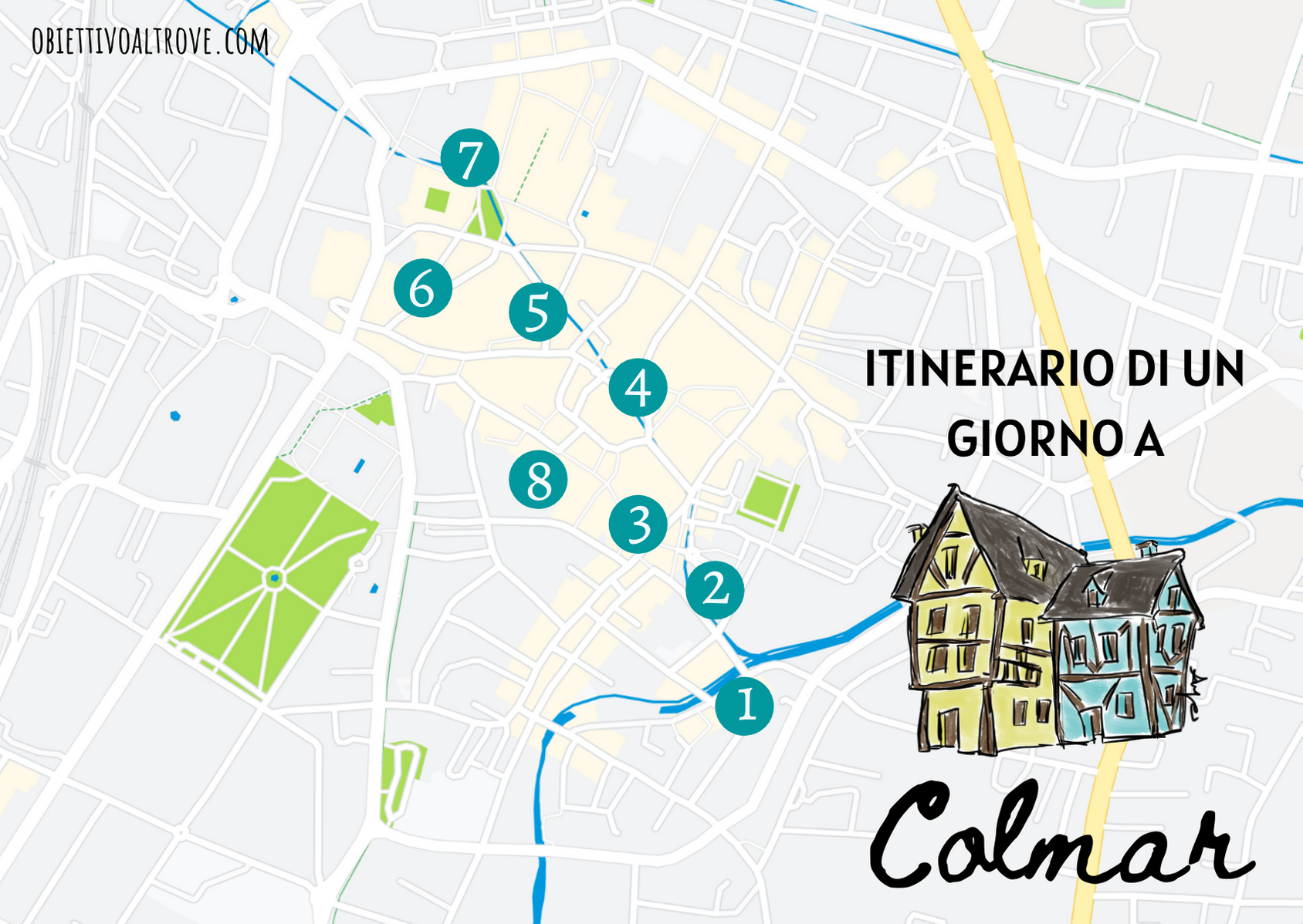 Itinerario di un giorno a piedi a Colmar
